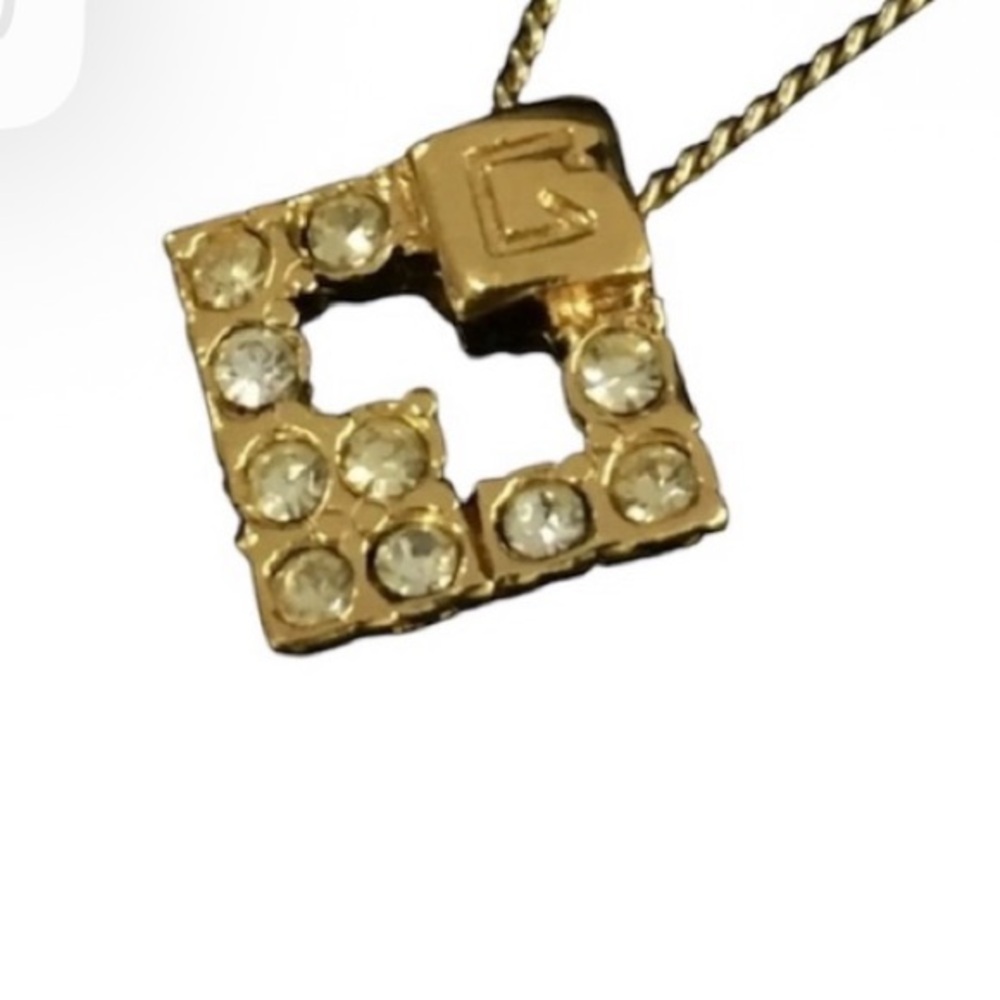 Givenchy Gold Crystal G Pendant Necklace